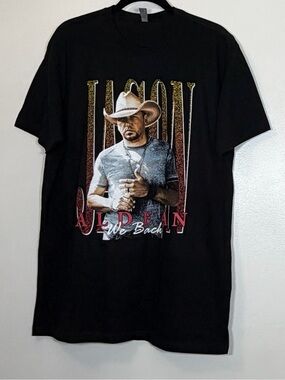 🆕 Jason Aldean Next Level Apparel Black Country Cowboy Graphic Tee
